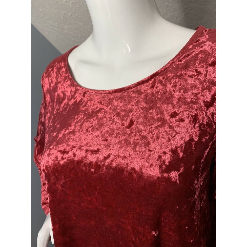 Coldwater Creek Women's S Red Velvet Blouse Shirt - Picture 4 of 5